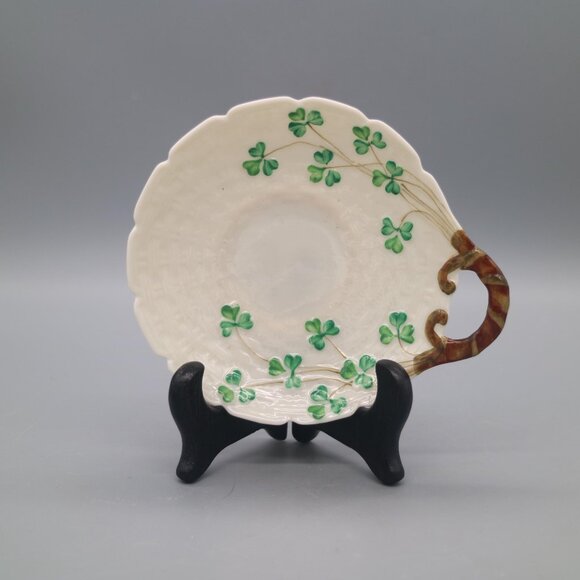 Belleek Bone China Butter PlateIrish Belleek Butter Dish, 3rd Black Mark, Third - Picture 1 of 6
